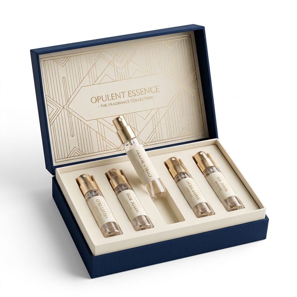 Blue gift box with dropper bottles